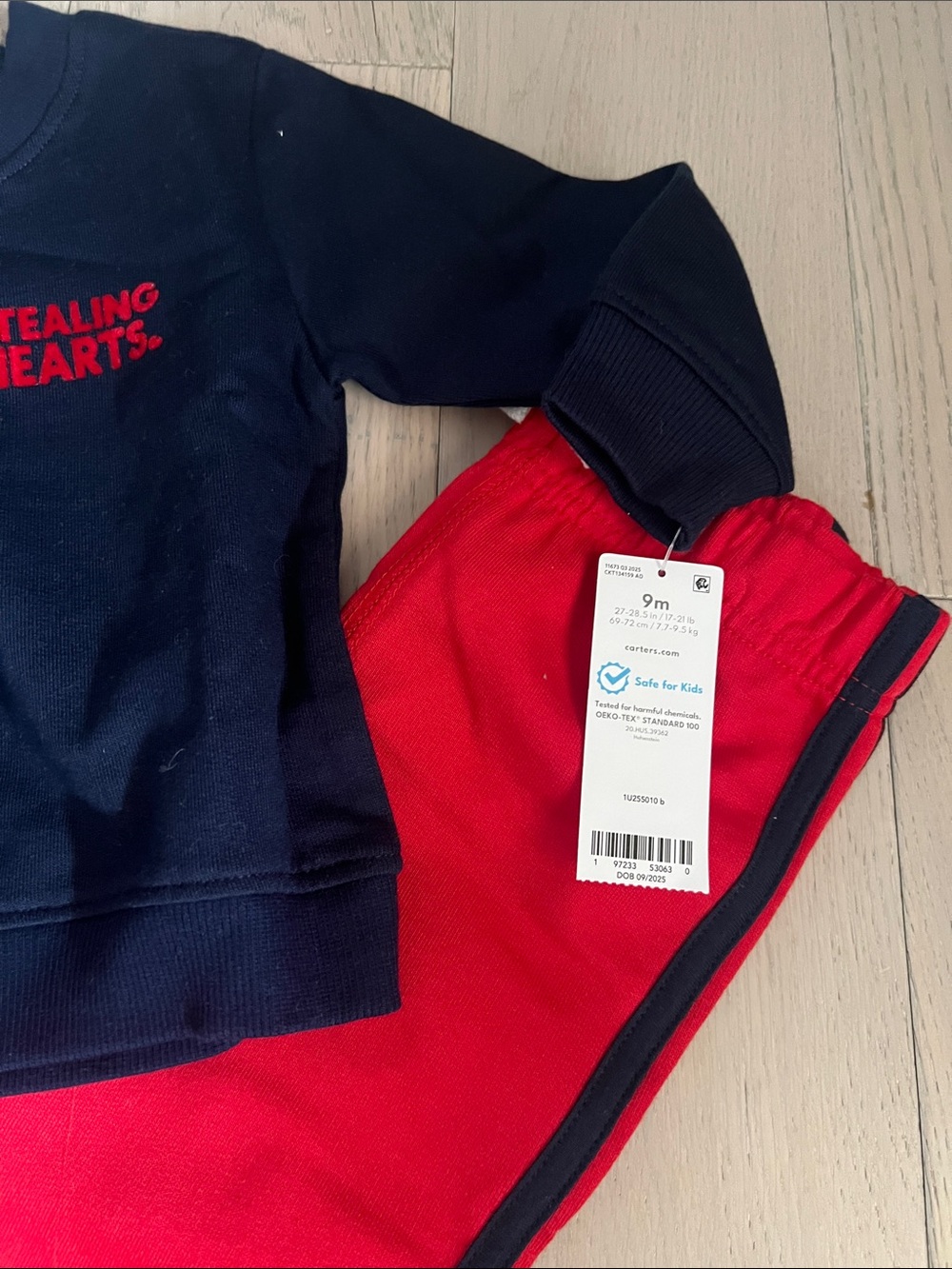 Carters Kids Navy & Red 'Stealing Hearts' Sweatshirt and Joggers Set - Picture 2 of 3